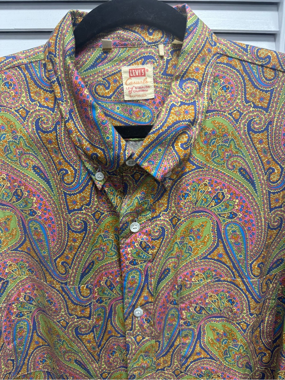 Levi's Paisley Button-Down Shirt — Green, Gold, Pink, Blue, Purple